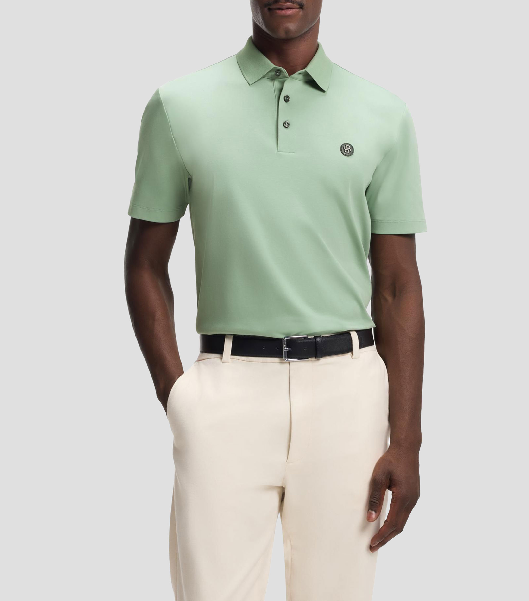 Playera polo Boss de algodón mercerizado con monograma Double B Hombre